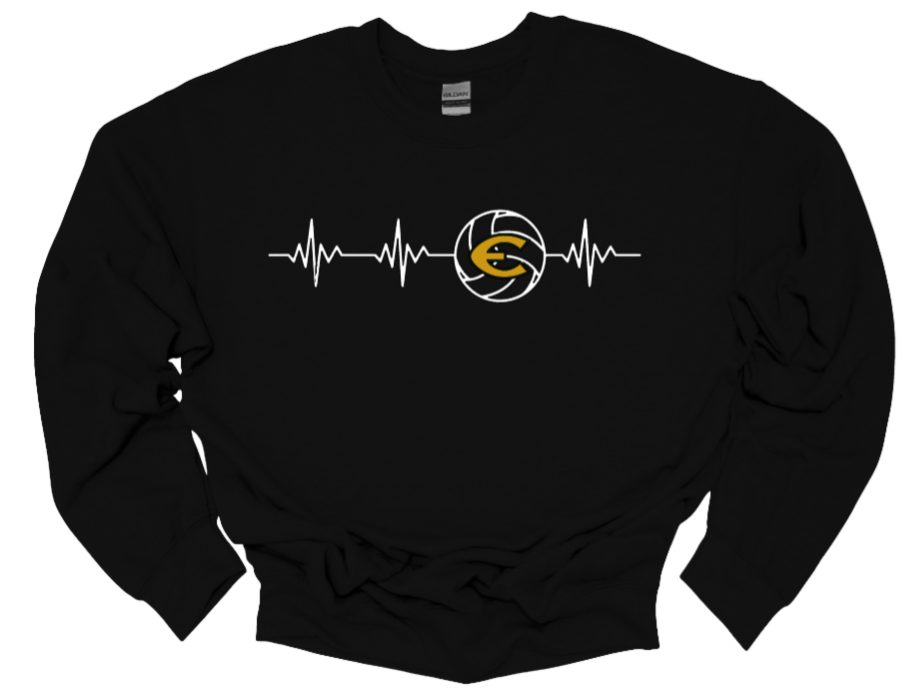 EHS Volleyball Heartbeat Crew Neck Sweatshirt-Fleece Lined