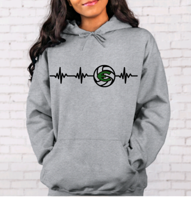 EHS Volleyball Heartbeat Hoodie