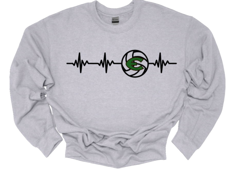 EHS Volleyball Heartbeat Crew Neck Sweatshirt-Fleece Lined