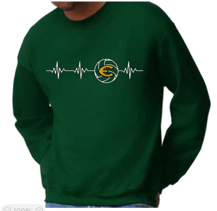 EHS Volleyball Heartbeat Crew Neck Sweatshirt-Fleece Lined