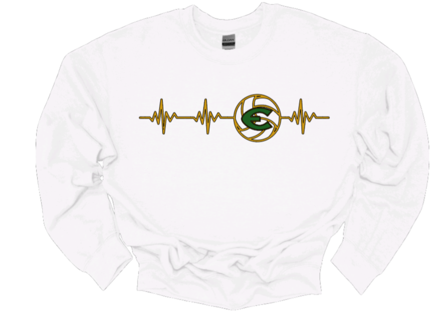 EHS Volleyball Heartbeat Crew Neck Sweatshirt-Fleece Lined