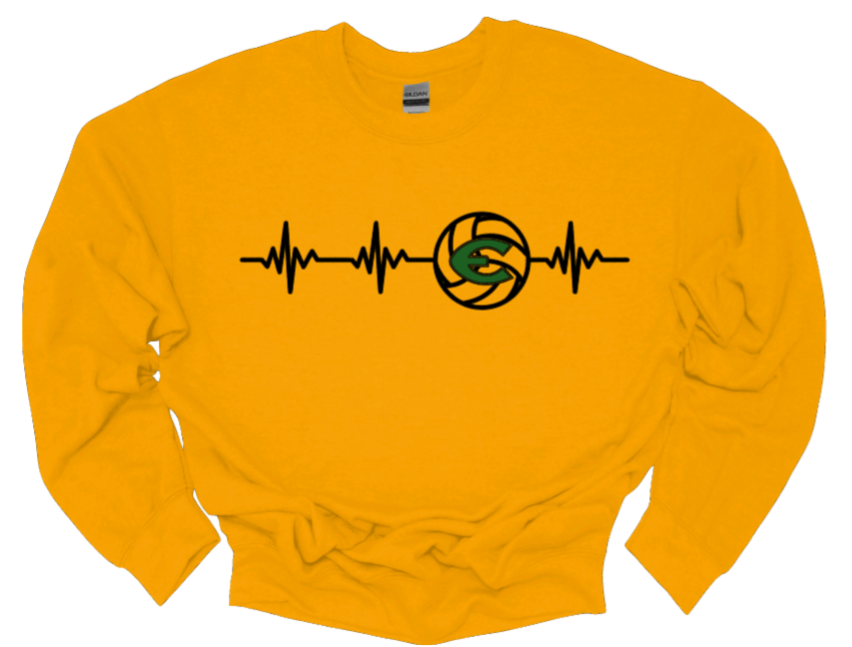 EHS Volleyball Heartbeat Crew Neck Sweatshirt-Fleece Lined