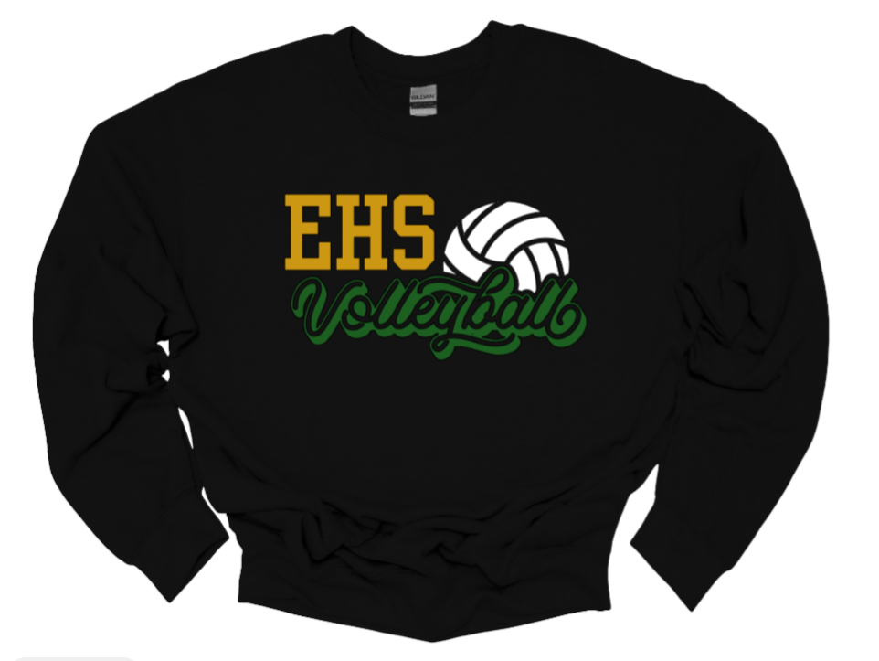 EHS Volleyball Script Crew Neck Sweatshirt-Fleece Lined