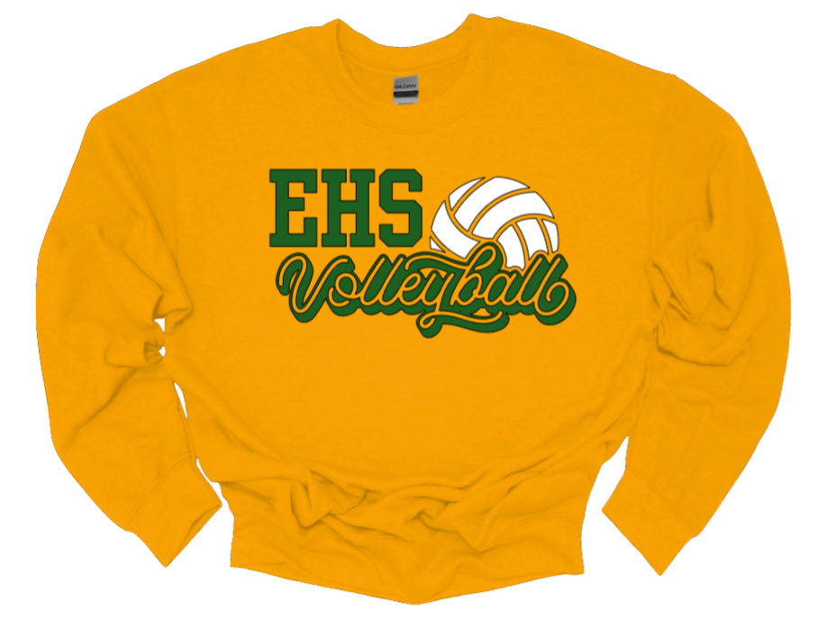 EHS Volleyball Script Crew Neck Sweatshirt-Fleece Lined