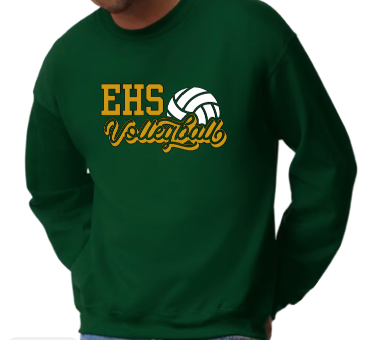 EHS Volleyball Script Crew Neck Sweatshirt-Fleece Lined