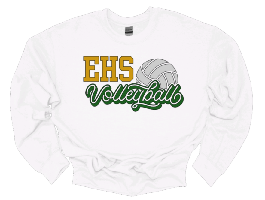 EHS Volleyball Script Crew Neck Sweatshirt-Fleece Lined