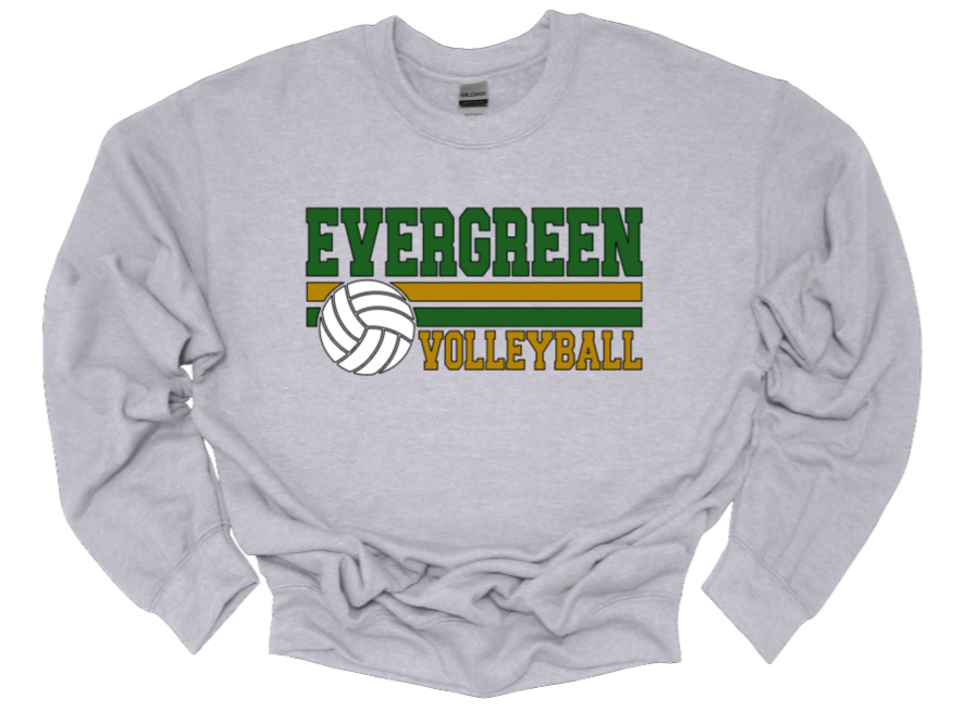 EHS Volleyball Stripe Crew Neck Sweatshirt-Fleece Lined